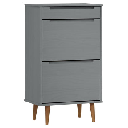 Schuhschrank MOLDE Weiß 59,5x35x103 cm Massivholz Kiefer