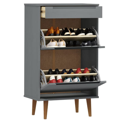 Schuhschrank MOLDE Weiß 59,5x35x103 cm Massivholz Kiefer