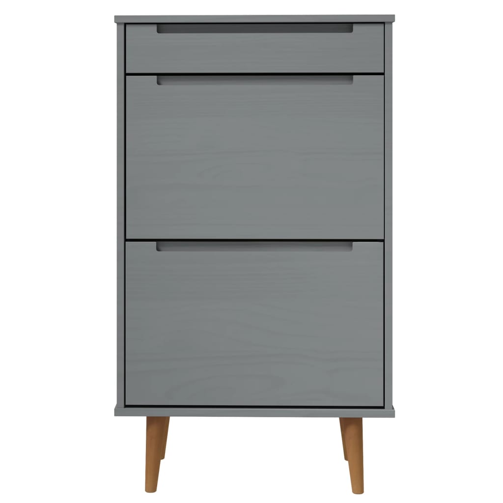 Schuhschrank MOLDE Weiß 59,5x35x103 cm Massivholz Kiefer