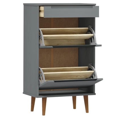 Schuhschrank MOLDE Weiß 59,5x35x103 cm Massivholz Kiefer