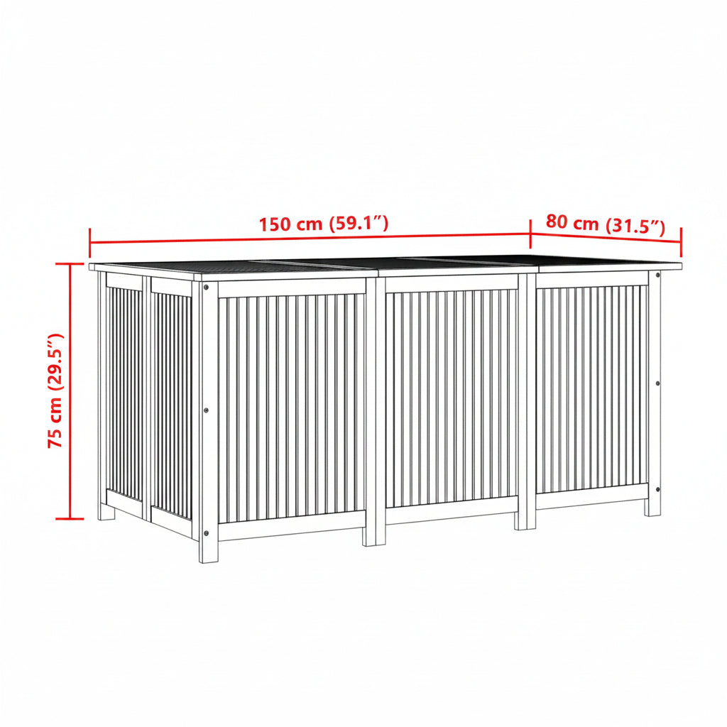 Gartenbox 150X80X75 Cm Massivholz Akazie