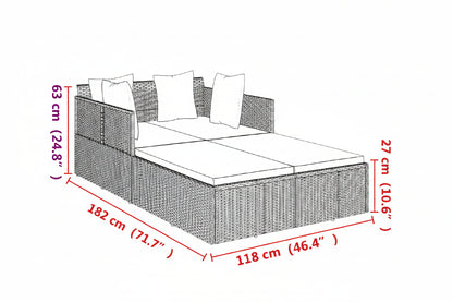 Sonnenliege Mit Kissen 182X118X63 Cm Poly Rattan