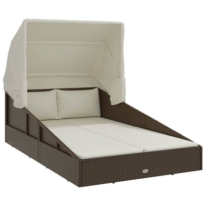 Sonnenliege Mit Faltdach 200X114X128 Cm Poly Rattan
