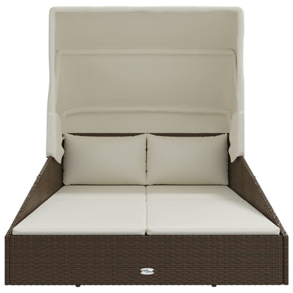 Sonnenliege Mit Faltdach 200X114X128 Cm Poly Rattan