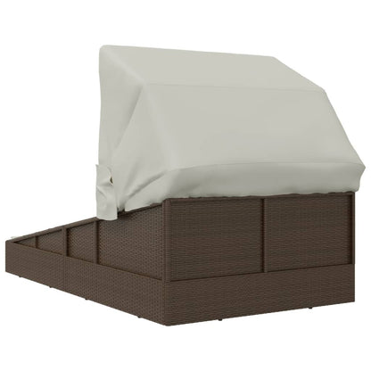 Sonnenliege Mit Faltdach 200X114X128 Cm Poly Rattan