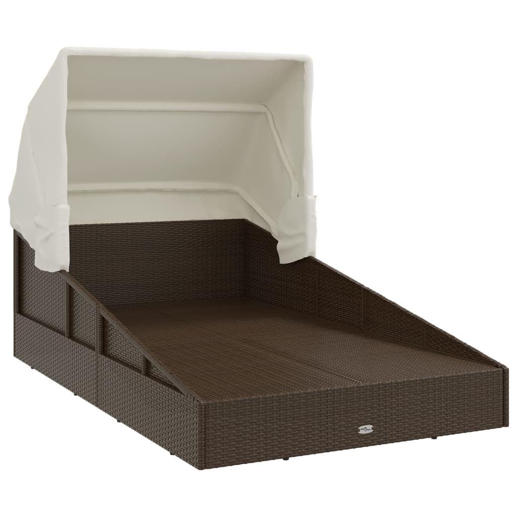 Sonnenliege Mit Faltdach 200X114X128 Cm Poly Rattan