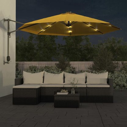 Wand-Sonnenschirm Mit Leds 290 Cm