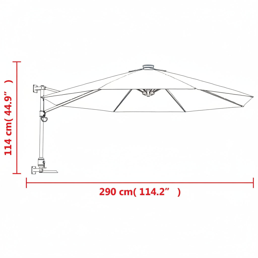 Wand-Sonnenschirm Mit Leds 290 Cm