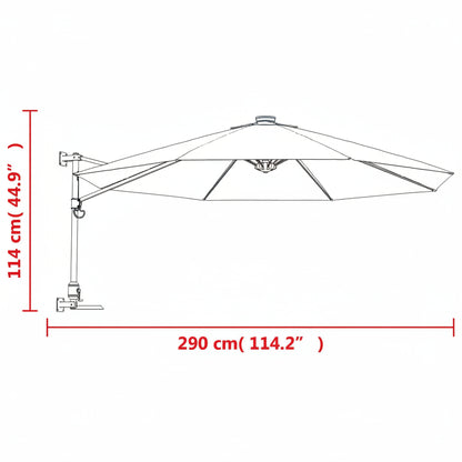 Wand-Sonnenschirm Mit Leds 290 Cm