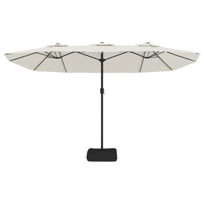 Doppel-Sonnenschirm mit LED-Leuchten Sandweiß 449x265 cm