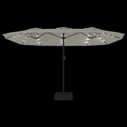 Doppel-Sonnenschirm mit LED-Leuchten Sandweiß 449x265 cm