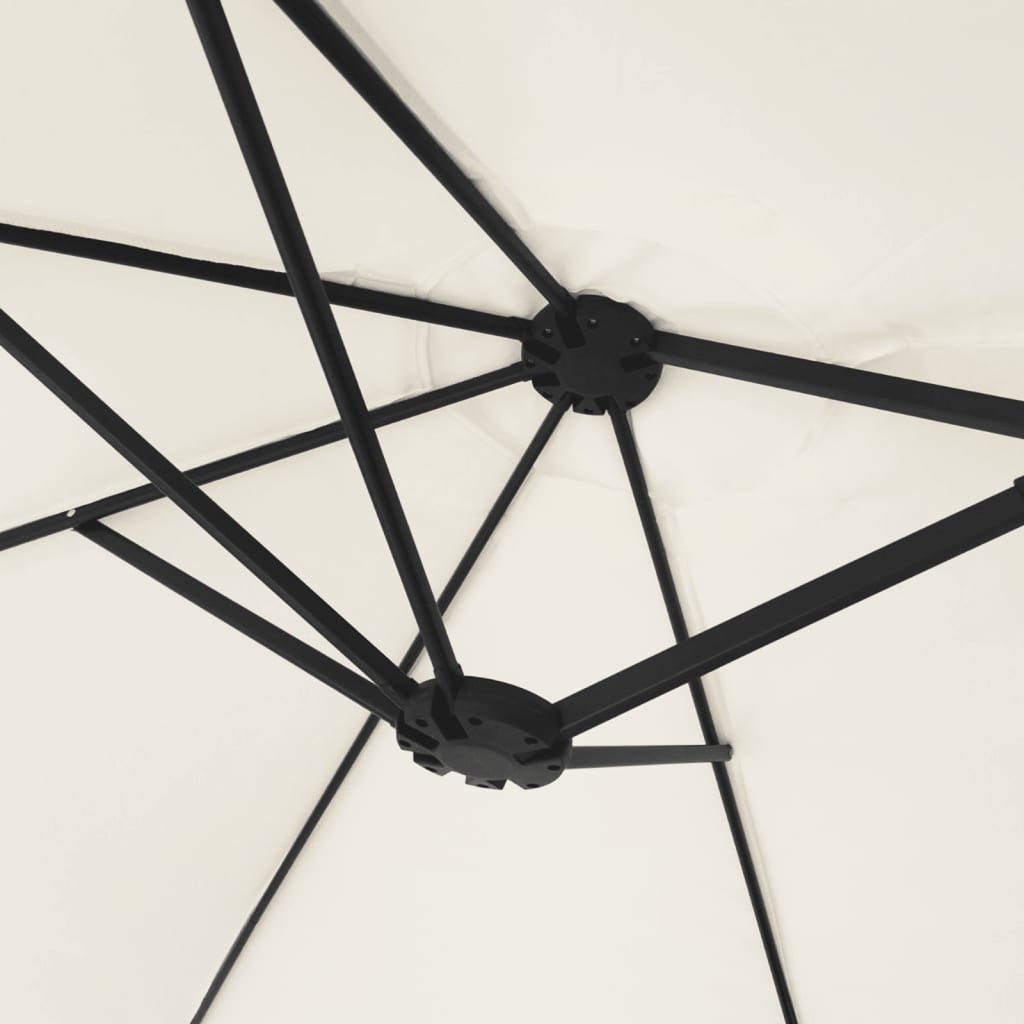 Doppel-Sonnenschirm mit LED-Leuchten Sandweiß 449x265 cm