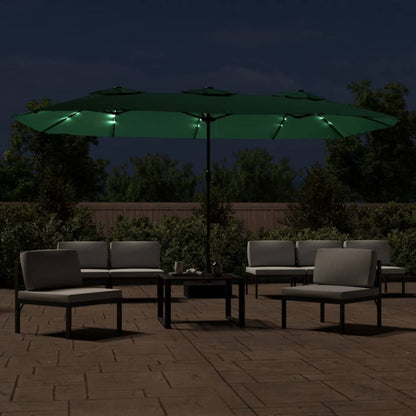 Doppel-Sonnenschirm mit LED-Leuchten Sandweiß 449x265 cm