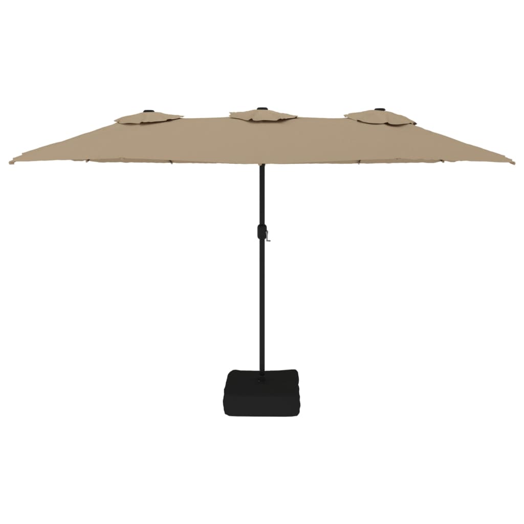 Doppel-Sonnenschirm mit LED-Leuchten Sandweiß 449x265 cm