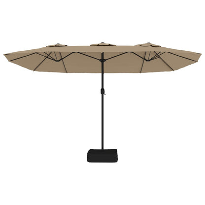 Doppel-Sonnenschirm mit LED-Leuchten Sandweiß 449x265 cm