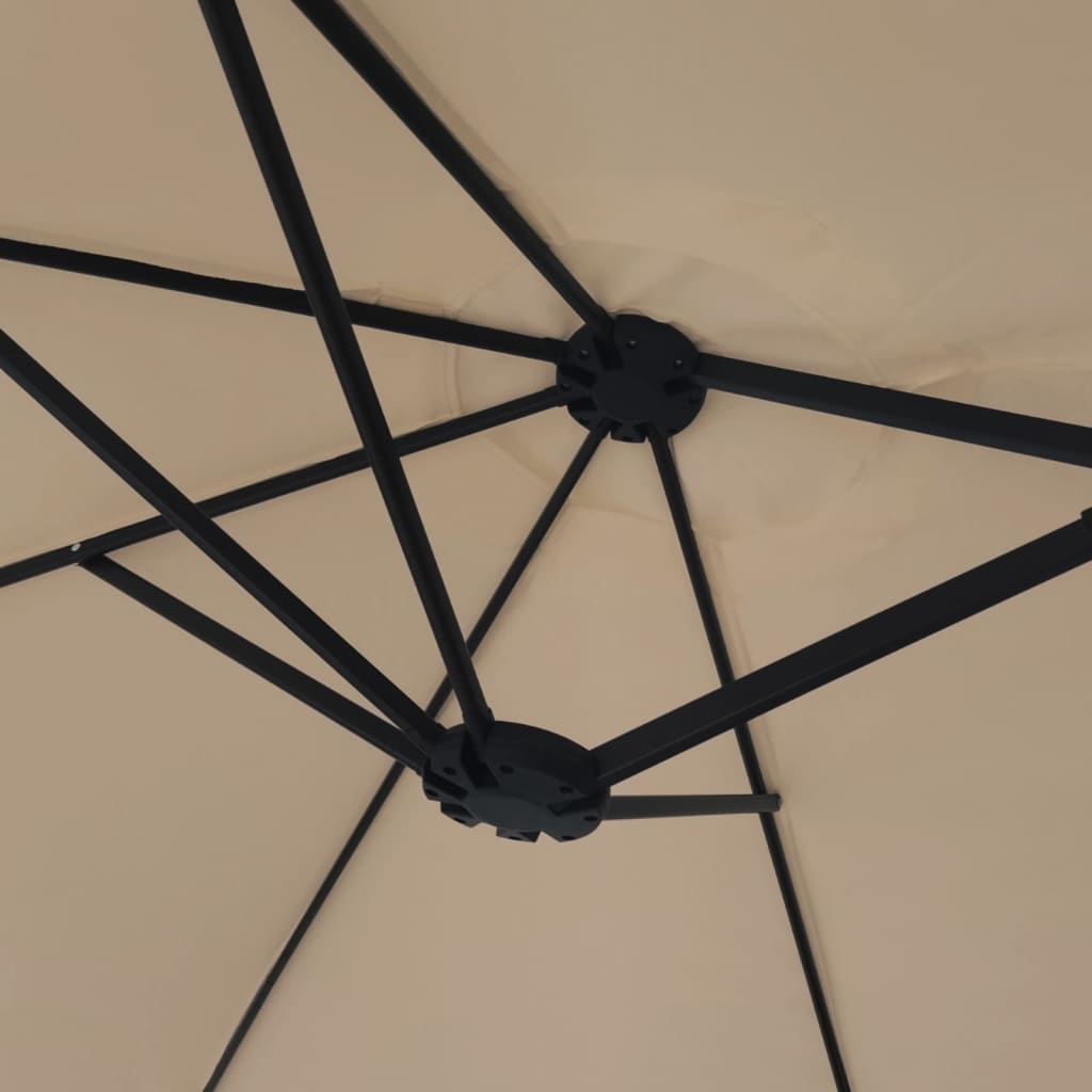 Doppel-Sonnenschirm mit LED-Leuchten Sandweiß 449x265 cm