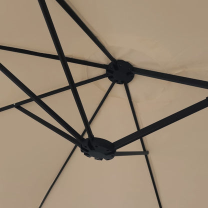 Doppel-Sonnenschirm mit LED-Leuchten Sandweiß 449x265 cm