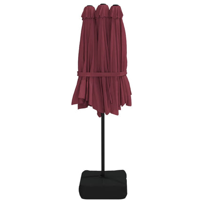 Doppel-Sonnenschirm Mit Led-Leuchten Bordeaux 449X265 Cm