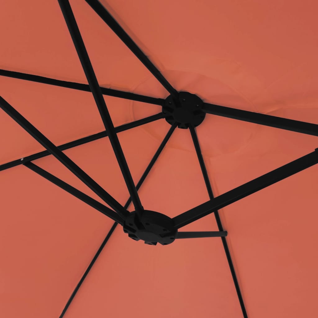 Doppel-Sonnenschirm mit LED-Leuchten Sandweiß 449x265 cm