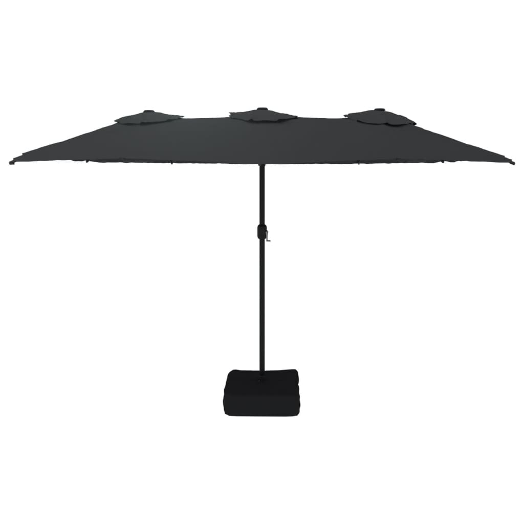 Doppel-Sonnenschirm mit LED-Leuchten Sandweiß 449x265 cm
