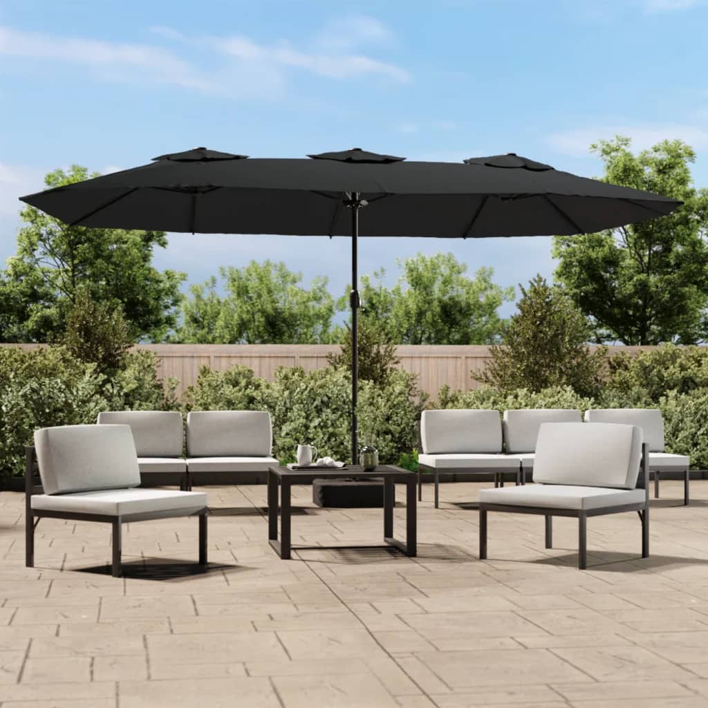 Doppel-Sonnenschirm Mit Led-Leuchten Bordeaux 449X265 Cm