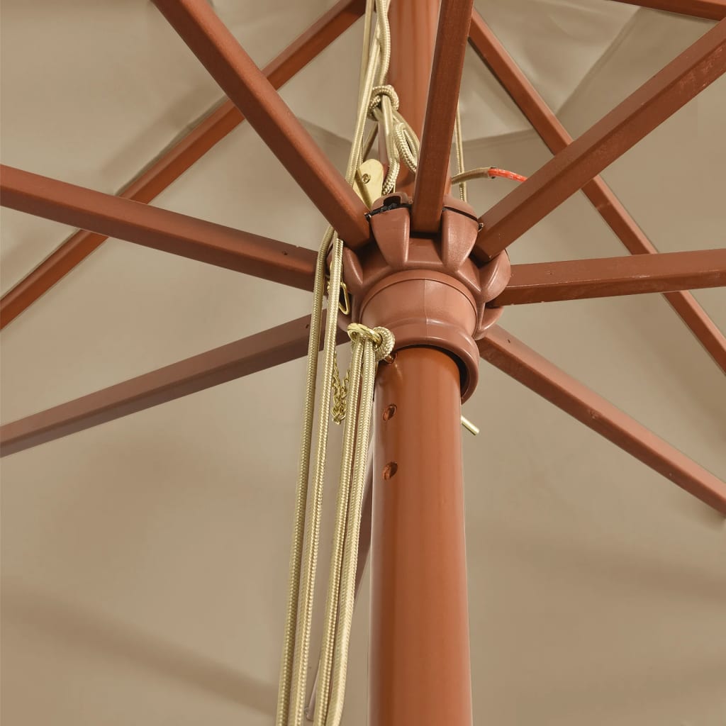 Sonnenschirm mit Holzmast Sandfarben 400x273 cm