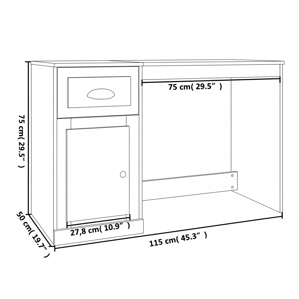 Schreibtisch mit Schublade Sonoma-Eiche 115x50x75 cm