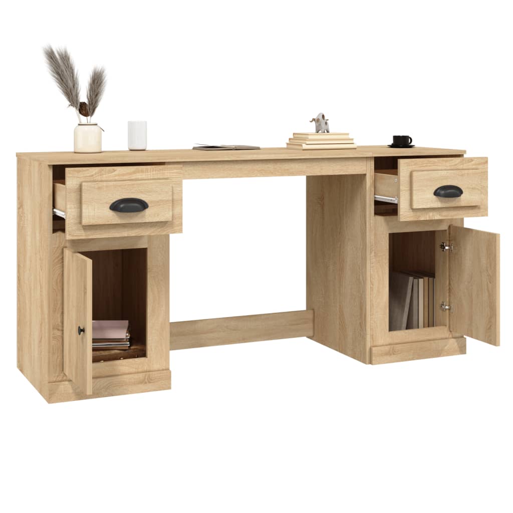 Schreibtisch mit Stauraum Hochglanz-Weiß Holzwerkstoff