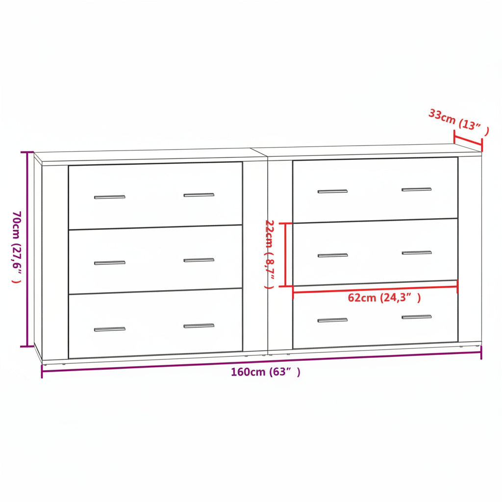 Sideboards 2 Stk. Holzwerkstoff