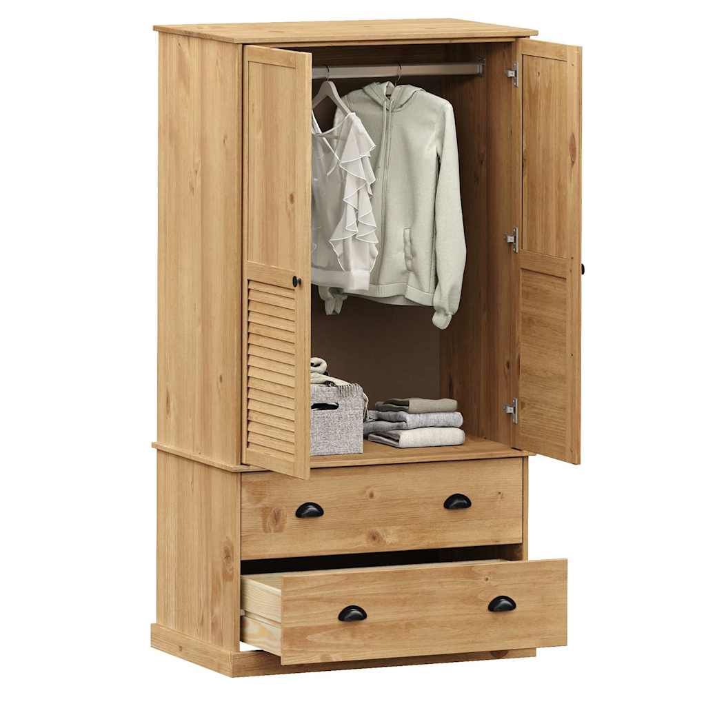 Kleiderschrank VIGO Grau 90x55x170 cm Massivholz Kiefer