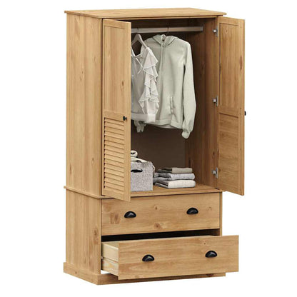 Kleiderschrank VIGO Grau 90x55x170 cm Massivholz Kiefer