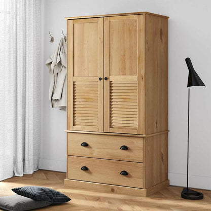 Kleiderschrank VIGO Grau 90x55x170 cm Massivholz Kiefer