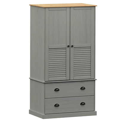 Kleiderschrank VIGO Grau 90x55x170 cm Massivholz Kiefer