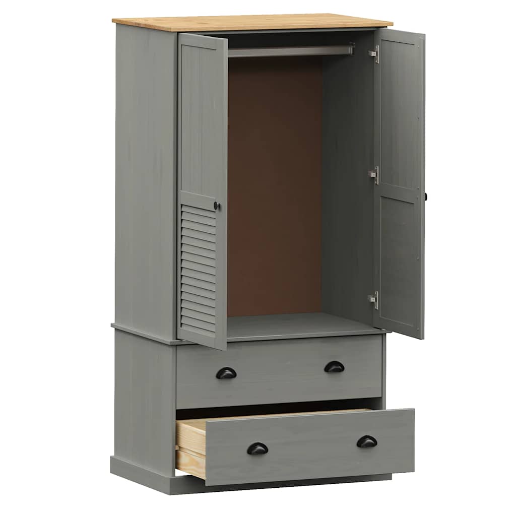 Kleiderschrank VIGO Grau 90x55x170 cm Massivholz Kiefer
