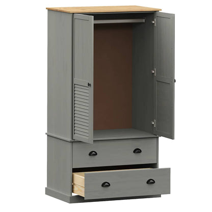 Kleiderschrank VIGO Grau 90x55x170 cm Massivholz Kiefer