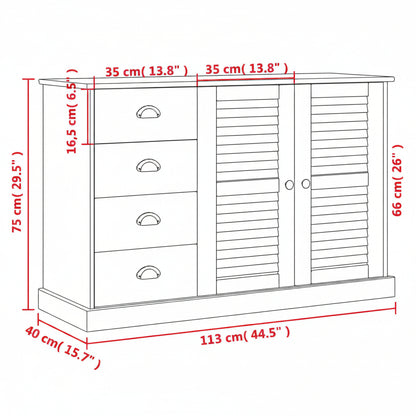Sideboard Mit Schubladen Vigo 113X40X75 Cm Massivholz Kiefer