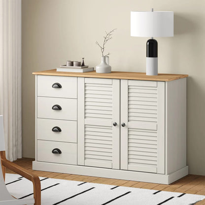 Sideboard Mit Schubladen Vigo 113X40X75 Cm Massivholz Kiefer