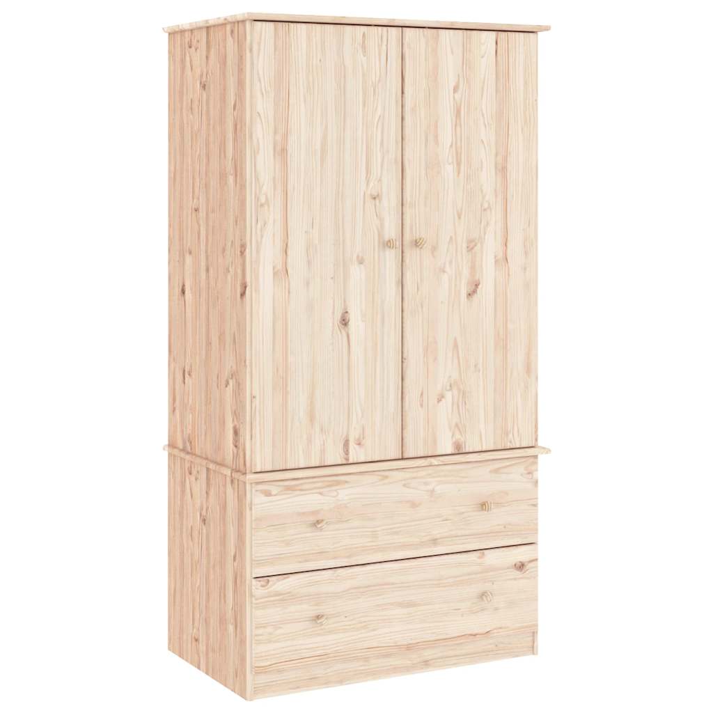Kleiderschrank ALTA Weiß 90x55x170 cm Massivholz Kiefer