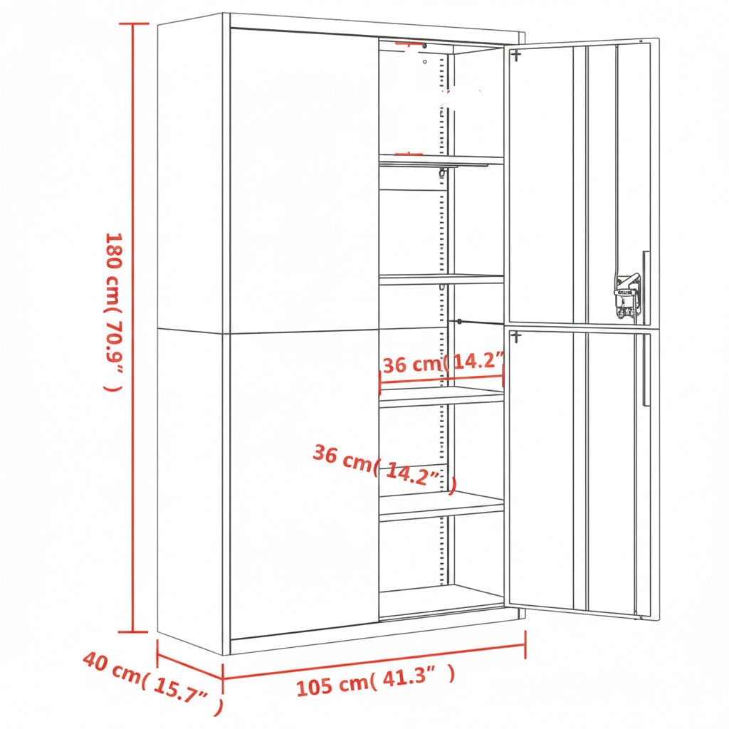 Aktenschrank 105X40X180 Cm Stahl