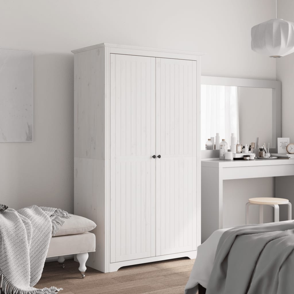 Kleiderschrank BODO Grau 99x53,5x173 cm Massivholz Kiefer