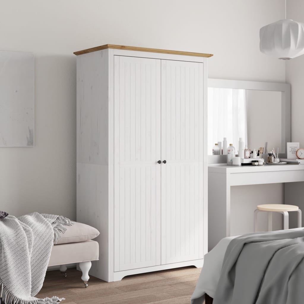 Kleiderschrank BODO Grau 99x53,5x173 cm Massivholz Kiefer