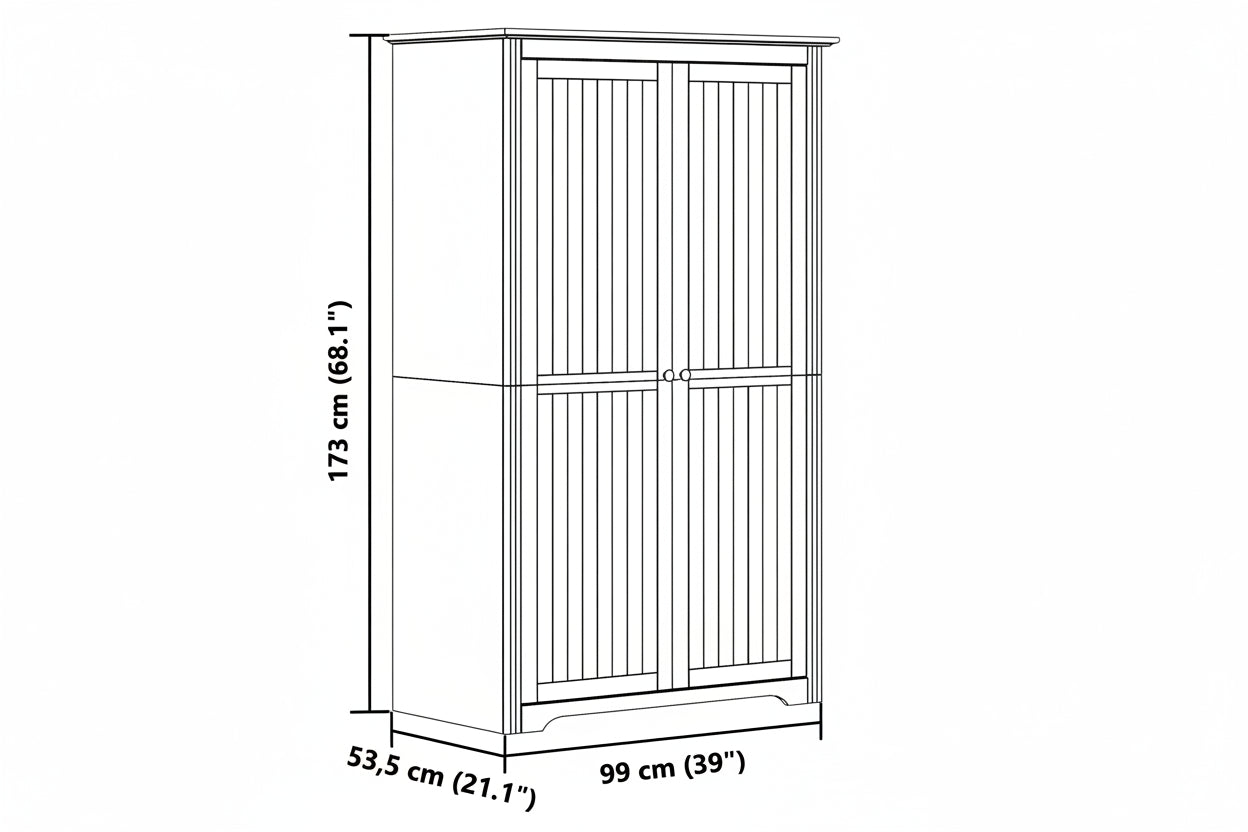 Kleiderschrank BODO Grau 99x53,5x173 cm Massivholz Kiefer