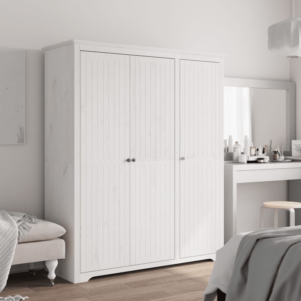 Kleiderschrank BODO Grau 146x53,5x173 cm Massivholz Kiefer