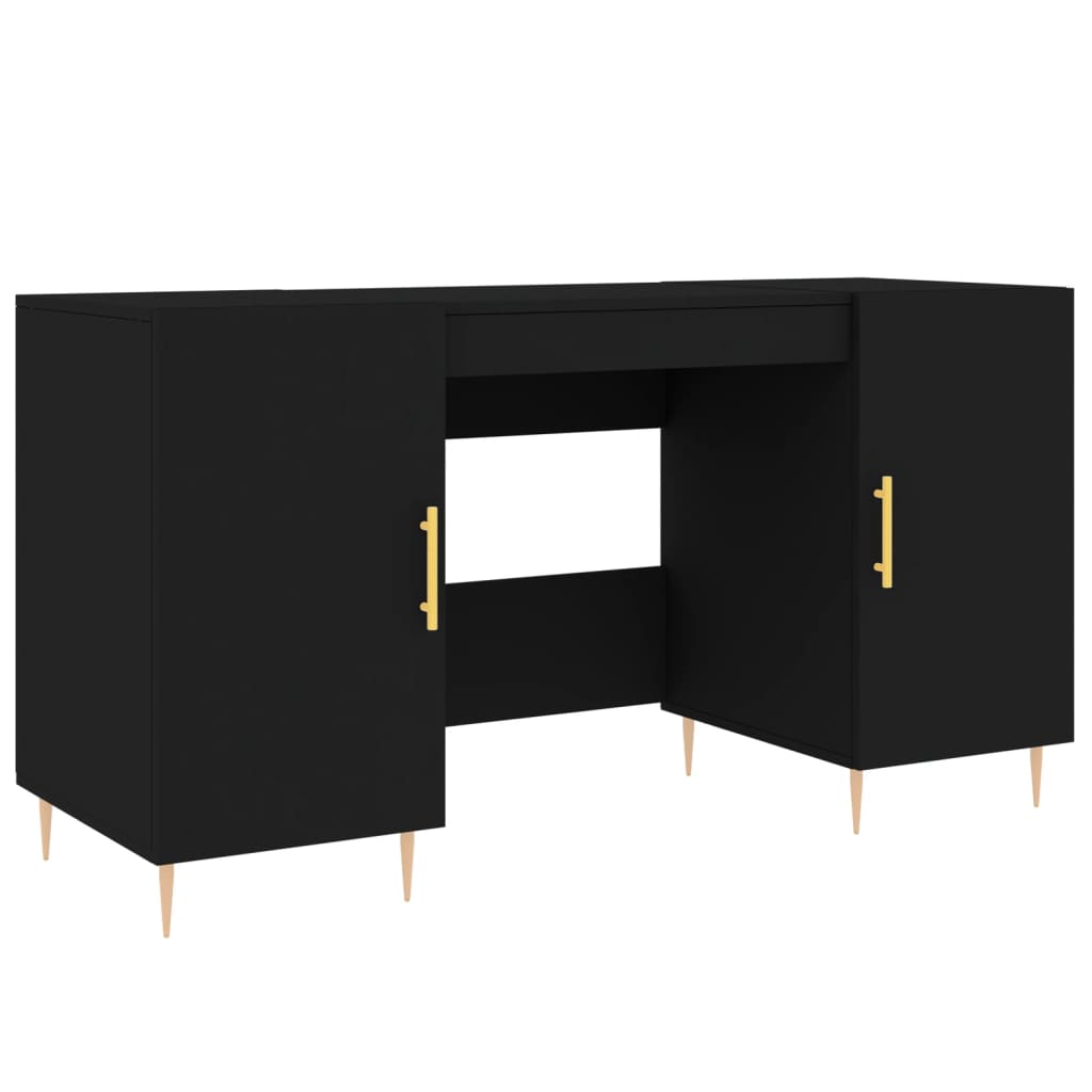 Schreibtisch mit Regal Schwarz Eichen-Optik 140 x 50 x 75 cm