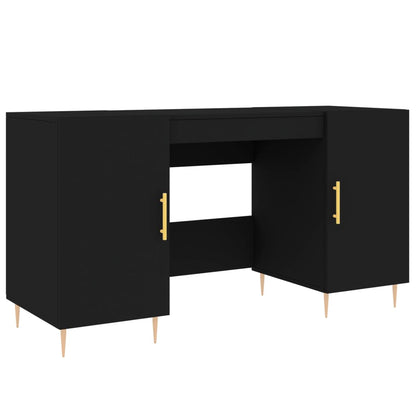 Schreibtisch mit Regal Schwarz Eichen-Optik 140 x 50 x 75 cm