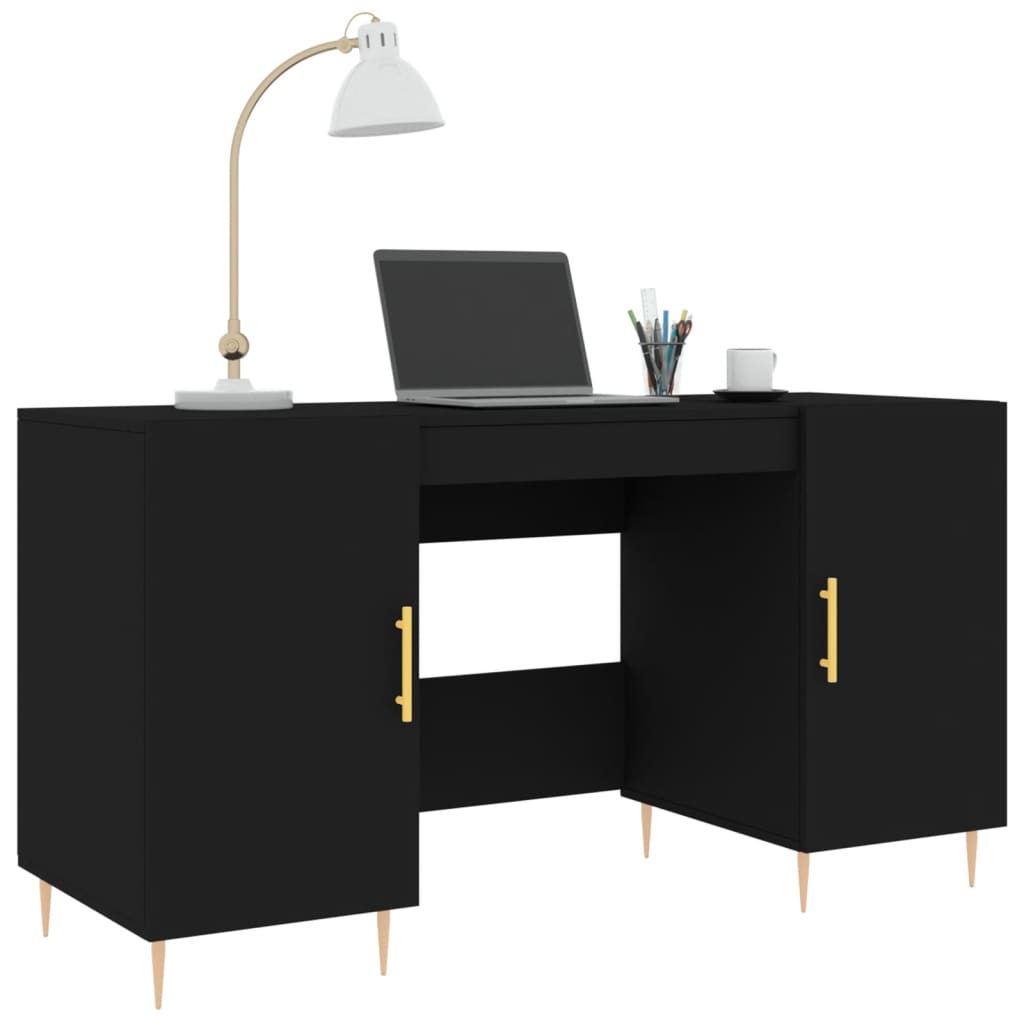 Schreibtisch mit Regal Schwarz Eichen-Optik 140 x 50 x 75 cm