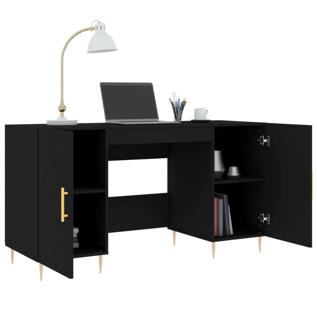 Schreibtisch mit Regal Schwarz Eichen-Optik 140 x 50 x 75 cm