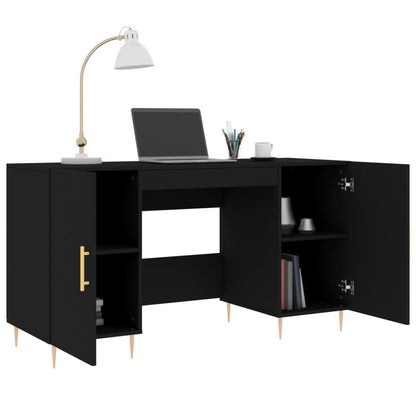 Schreibtisch mit Regal Schwarz Eichen-Optik 140 x 50 x 75 cm
