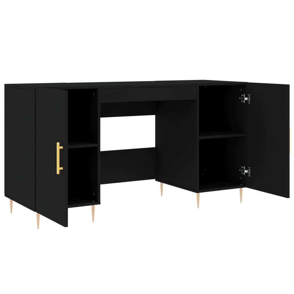 Schreibtisch mit Regal Schwarz Eichen-Optik 140 x 50 x 75 cm