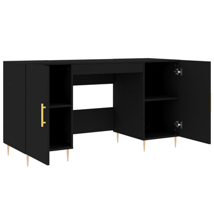 Schreibtisch mit Regal Schwarz Eichen-Optik 140 x 50 x 75 cm